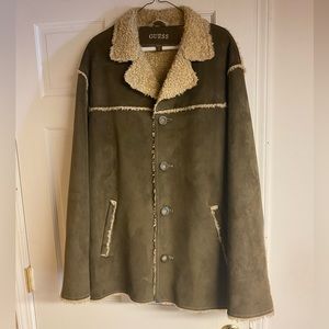 Vintage Mens Guess Brown Suede/ Faux Fur Coat Size  Medium